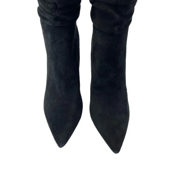 Marc Fisher Womens Size 8M Black Suede Slouch Gomer Boots High Heel