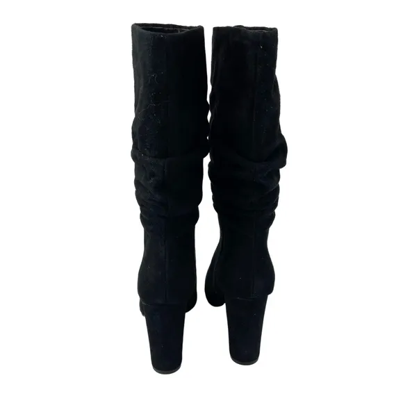 Marc Fisher Womens Size 8M Black Suede Slouch Gomer Boots High Heel