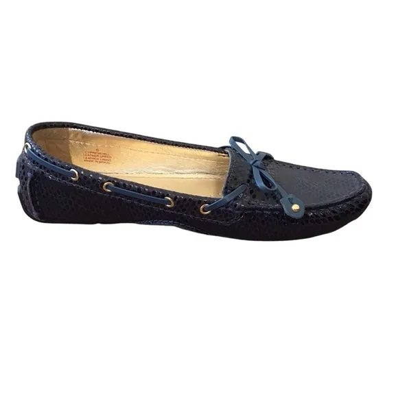 Marc Joseph Snakeskin Embossed Cypress Hill Navy Loafers
