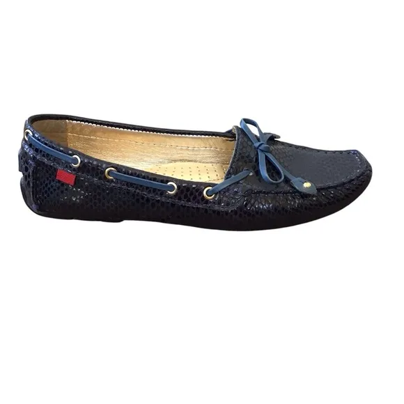 Marc Joseph Snakeskin Embossed Cypress Hill Navy Loafers