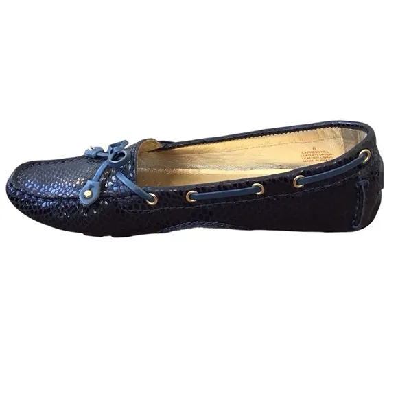 Marc Joseph Snakeskin Embossed Cypress Hill Navy Loafers