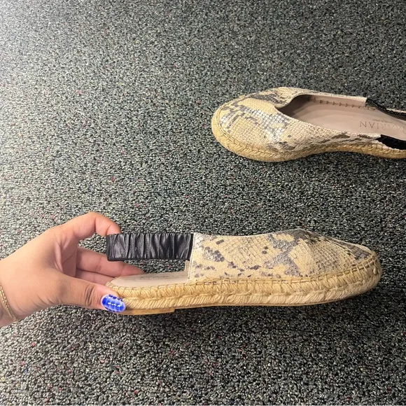 MARIAN Animal Snake Print Neutral Leather Sling Back Flat Espadrilles Shoes Sz 8