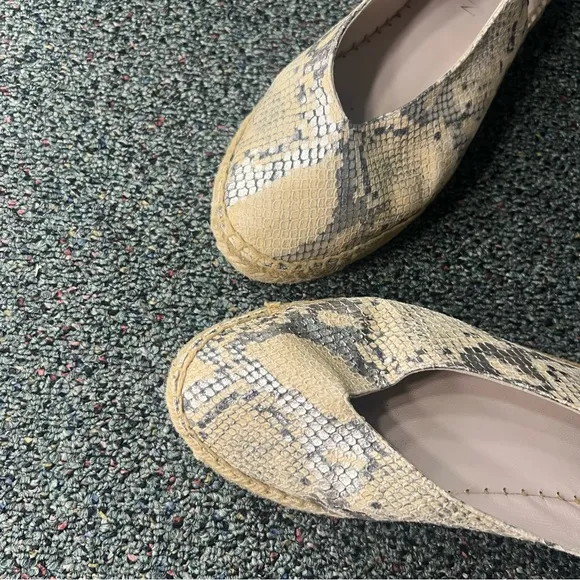 MARIAN Animal Snake Print Neutral Leather Sling Back Flat Espadrilles Shoes Sz 8