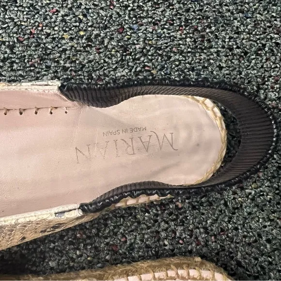 MARIAN Animal Snake Print Neutral Leather Sling Back Flat Espadrilles Shoes Sz 8