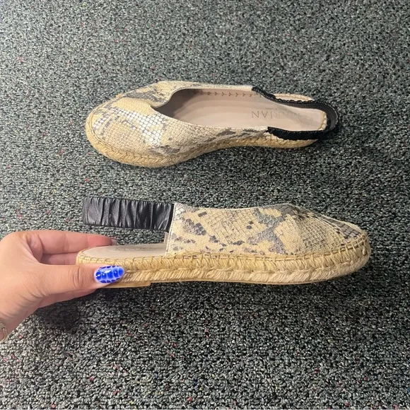 MARIAN Animal Snake Print Neutral Leather Sling Back Flat Espadrilles Shoes Sz 8