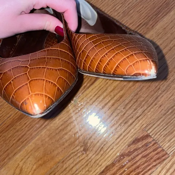 Marion Parke Brown Croc-Embossed Flats