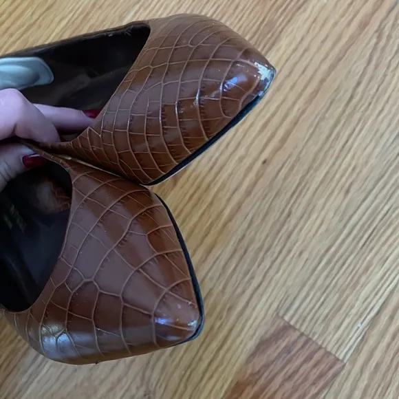 Marion Parke Brown Croc-Embossed Flats