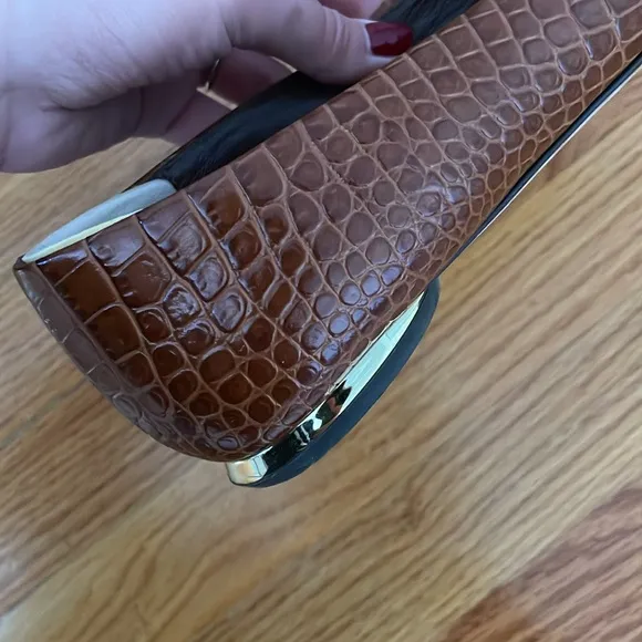 Marion Parke Brown Croc-Embossed Flats