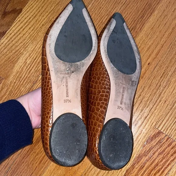 Marion Parke Brown Croc-Embossed Flats