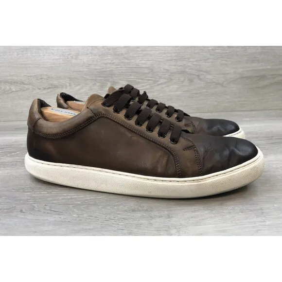 Martin Dingman Lorenzo Luxe Calf Skin Sneakers Men's Luggage Brown Sz 11.5