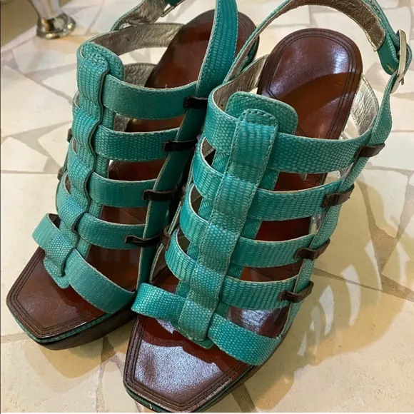 Matiko Blue Leather Espadrilles