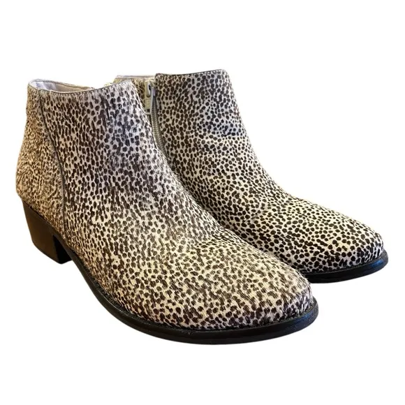 MATISSE Animal Print Calf Hair Billie Boots Bootie 8 Tan Black Western Cowgirl
