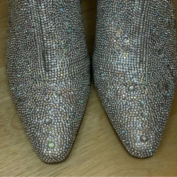 MATISSE HARLOW WESTERN ANKLE BOOTies clear rhinestones boots size 7, 8 new!!