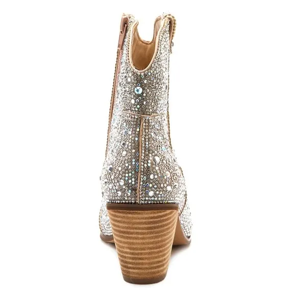 MATISSE HARLOW WESTERN ANKLE BOOTies clear rhinestones boots size 7, 8 new!!
