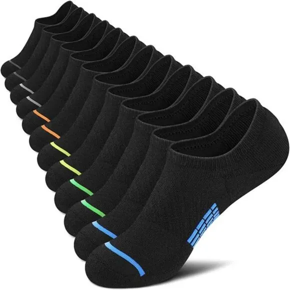Men's 6 Pairs No Show Socks, Black