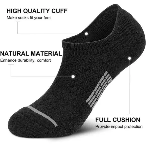 Men's 6 Pairs No Show Socks, Black