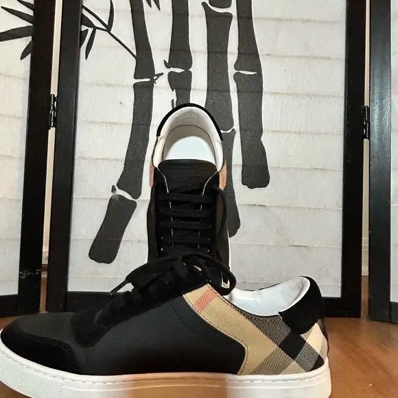 Men's Black and Tan Sneakers