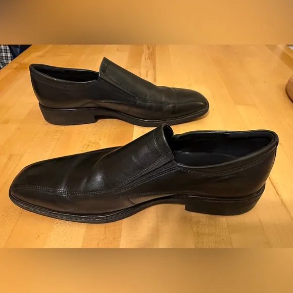 Men's ECCO 'Illinois' Black Leather Bicycle Toe Loafers Size US 12-12.5 EUR 46