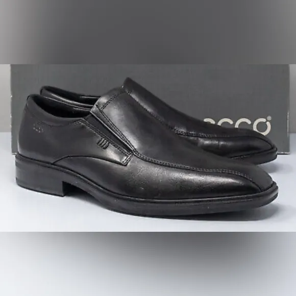 Men's ECCO 'Illinois' Black Leather Bicycle Toe Loafers Size US 12-12.5 EUR 46
