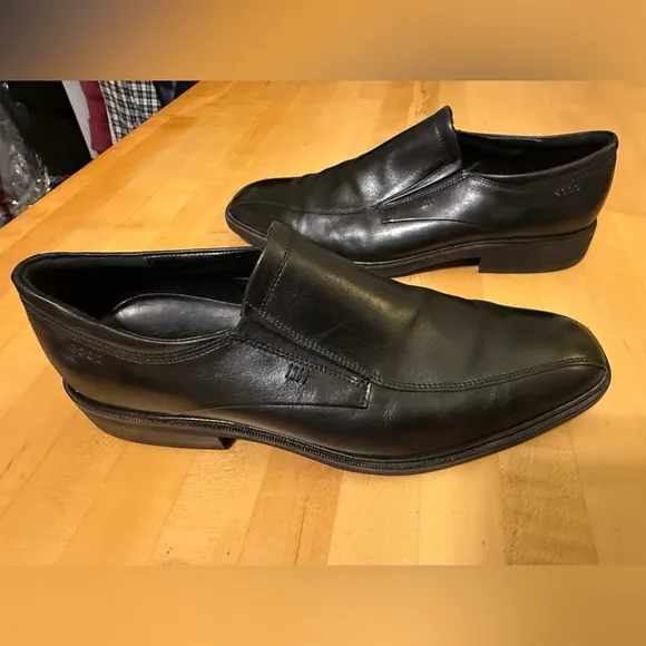 Men's ECCO 'Illinois' Black Leather Bicycle Toe Loafers Size US 12-12.5 EUR 46