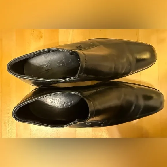 Men's ECCO 'Illinois' Black Leather Bicycle Toe Loafers Size US 12-12.5 EUR 46
