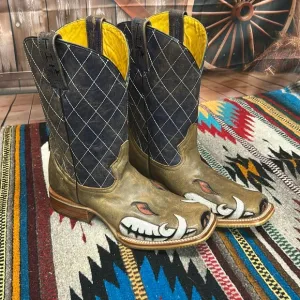 Men's Tin Haul &quot;Not Boaring&quot; Brown Wide Square Toe Boots Size 11 D