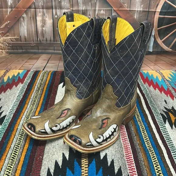 Men's Tin Haul &quot;Not Boaring&quot; Brown Wide Square Toe Boots Size 11 D