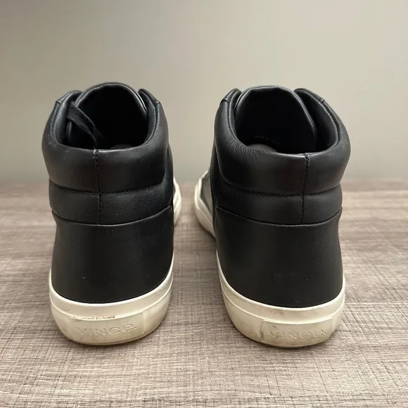 Men's Vince Fynn Leather High-Top Sneakers (scuffs around white sole &amp; bottoms!)