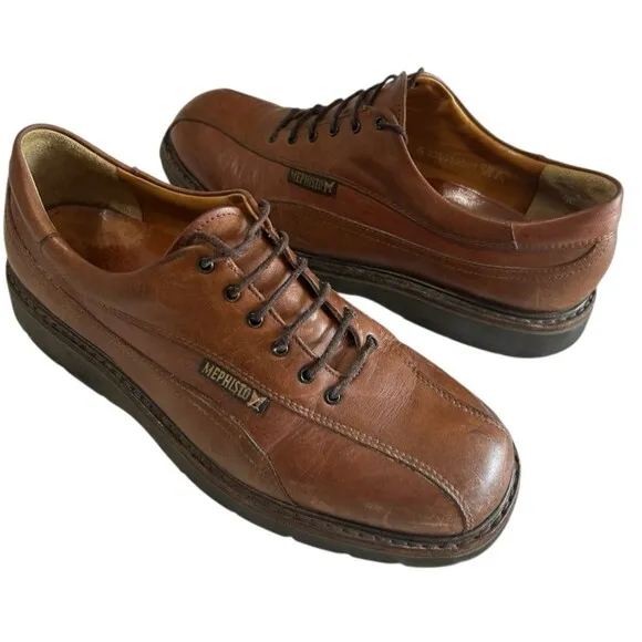 Mephisto Abel Air Relax Goodyear Melt Leather Oxford Mens Brown Shoes US 8.5