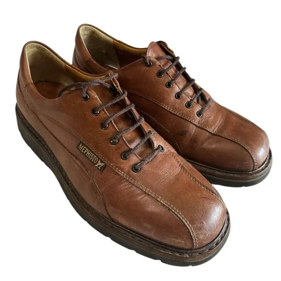 Mephisto Abel Air Relax Goodyear Melt Leather Oxford Mens Brown Shoes US 8.5