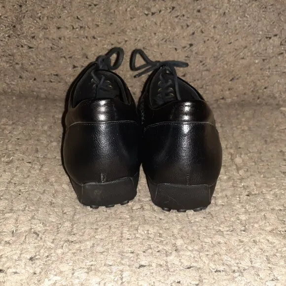 MEPHISTO Air-Jet-Black Leather/Snake Pattern-Lace-Up Sneakers-Sz 9.5-Excellent