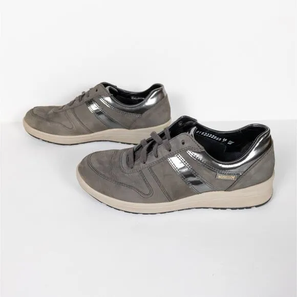 MEPHISTO Grey Rebeca Leather Runoff Air-Jet Lace Up Sneakers Women's 7