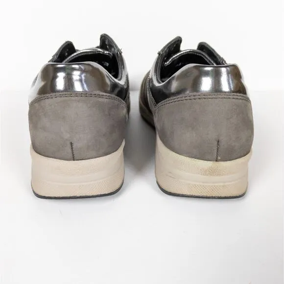MEPHISTO Grey Rebeca Leather Runoff Air-Jet Lace Up Sneakers Women's 7