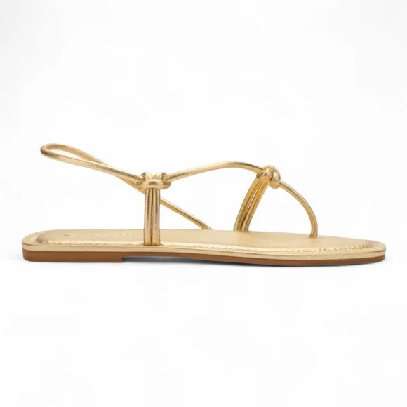 MERCEDES CASTILLO Julianna Napa Slingback Thong Sandals in Gold