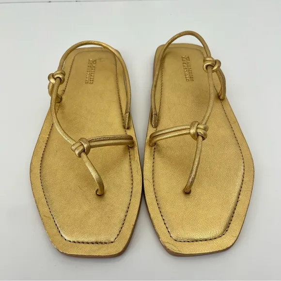 MERCEDES CASTILLO Julianna Napa Slingback Thong Sandals in Gold