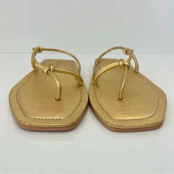 MERCEDES CASTILLO Julianna Napa Slingback Thong Sandals in Gold