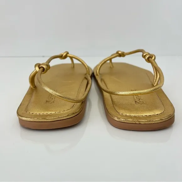 MERCEDES CASTILLO Julianna Napa Slingback Thong Sandals in Gold