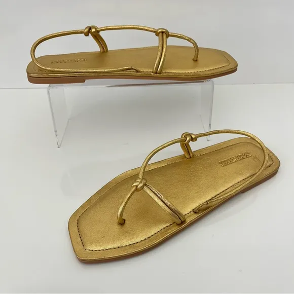 MERCEDES CASTILLO Julianna Napa Slingback Thong Sandals in Gold