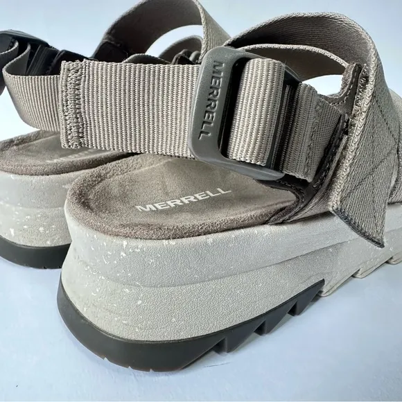 Merrell Alpine Cush Backstrap sandals gray brindle hiking comfort velcro