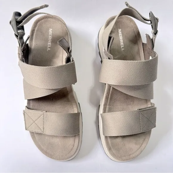 Merrell Alpine Cush Backstrap sandals gray brindle hiking comfort velcro