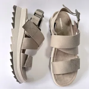 Merrell Alpine Cush Backstrap sandals gray brindle hiking comfort velcro