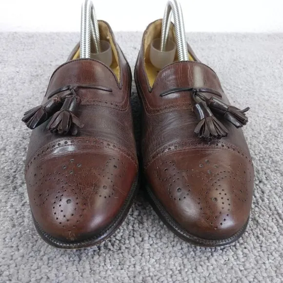 Mezlan Havana Tassel Loafers Mens 7.5 Dress Shoes Cap Toe Brown Leather Spain