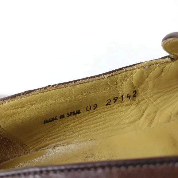 Mezlan Havana Tassel Loafers Mens 7.5 Dress Shoes Cap Toe Brown Leather Spain