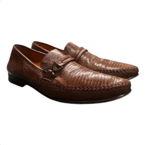 MEZLAN | Lizard Skin Horsebit Loafers / Moccasins in Brown ~ Size US 12
