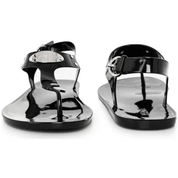 ☆Michael Kors Black Silver Plated Jelly Thong Sandals☆