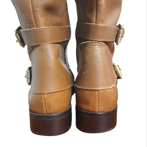 Michael Kors Cognac Buckled Riding Boots Women's Brown Knee High Boots sz 10