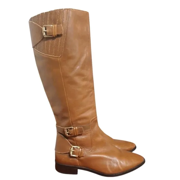 Michael Kors Cognac Buckled Riding Boots Women's Brown Knee High Boots sz 10