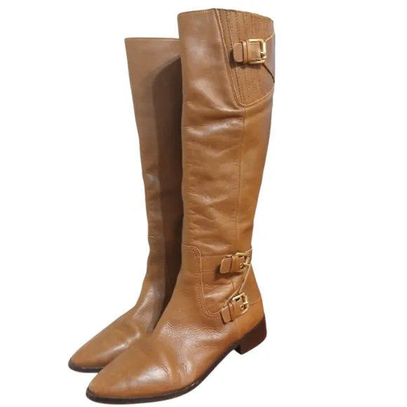 Michael Kors Cognac Buckled Riding Boots Women's Brown Knee High Boots sz 10