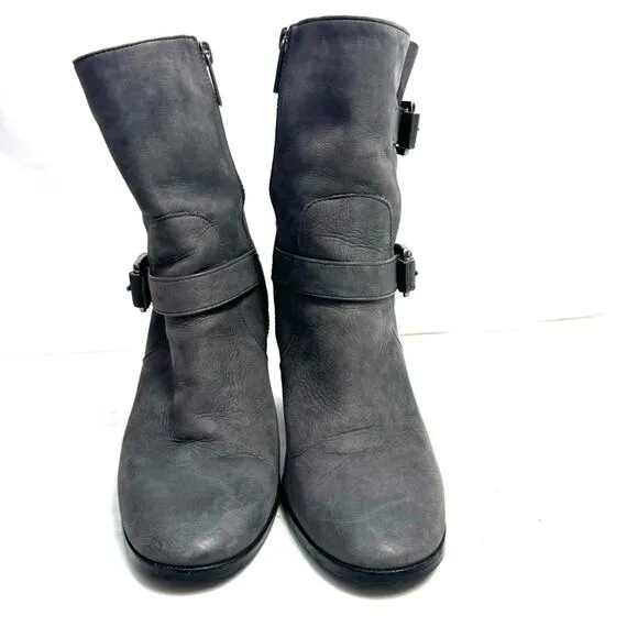 MICHAEL KORS Gray Leather Heeled Booties Boots Size 6.5
