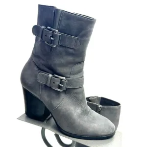 MICHAEL KORS Gray Leather Heeled Booties Boots Size 6.5